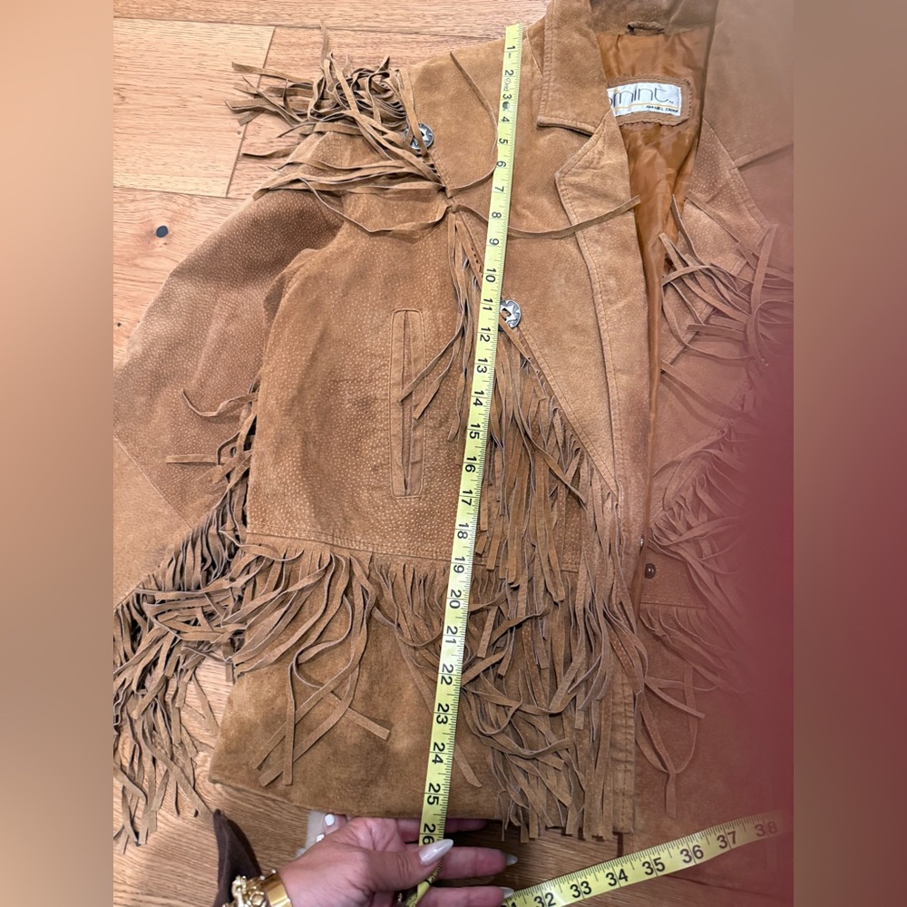 Tan Fringe Suede Jacket - Picture 10 of 11